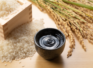 Japanese sake and rice